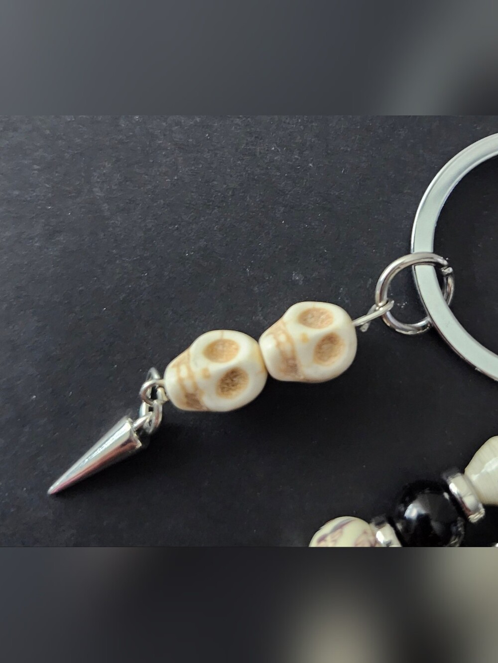 Halloween Mummy Purse Charm or Keychain  Fire Agate Howlite Paper Handcrafted - Picture 5 of 7